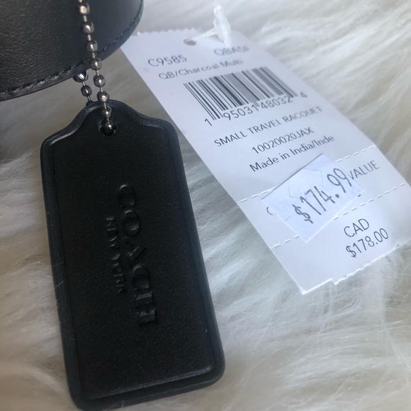 Coach Travel Racket Racquet Print Travel Bag Signature Canvas Charcoal - Picture 2 of 3